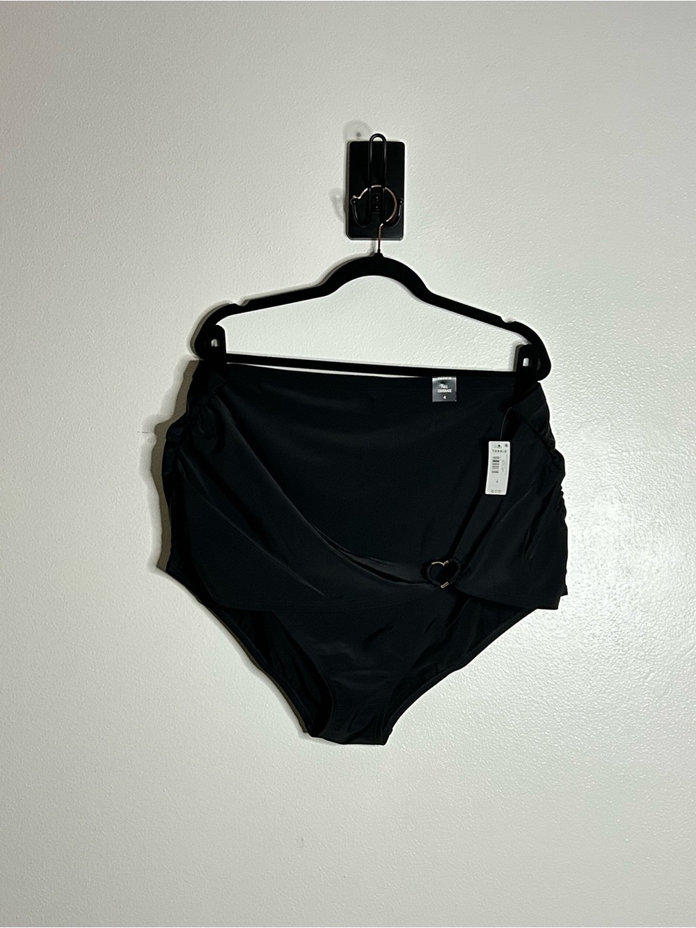 NWT Torrid Black Heart Ring Draped High Waisted Swim Brief Bottoms 4X Size 4